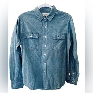 Obey Blue Long Sleeve Collared Button-Down Shirt Men’s Small | Cotton Top